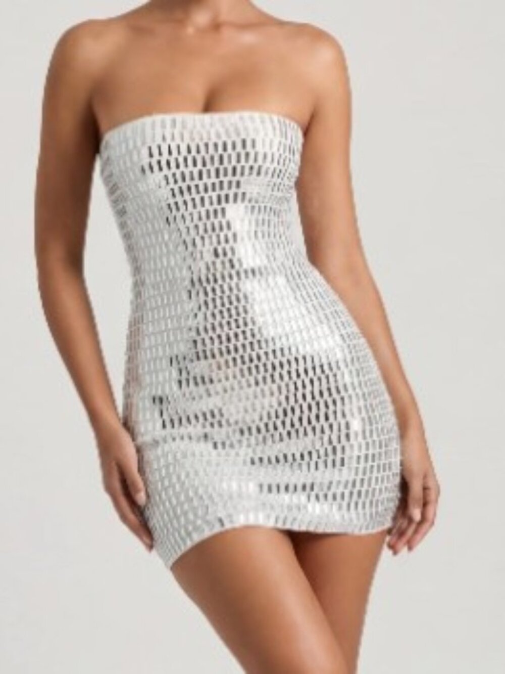 NWT Oh Polly Embellished Bandeau Mini Dress in White